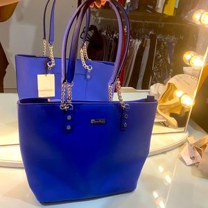Calvin Klein royal blue real leather tote bag